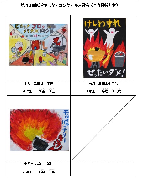 第41回防火ポスターコンクール入賞作品決定！ - 京都中部広域消防組合
